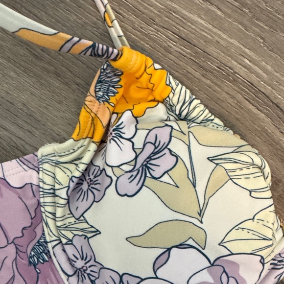 Cupshe Floral high waisted Bikini Set in Purple and Yellow - Picture 2 of 4